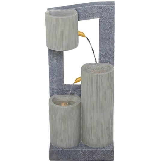 37.5" Gray Fiberglass 3-Tier Fountain with LED Light
